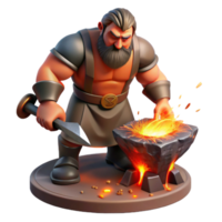 impressive classic vibrant vintage A fearsome Cyclops forging a lightning bolt in his volcanic forge, depicted in a gritty, realistic style with intense firelight and dramatic shadows detailed... png
