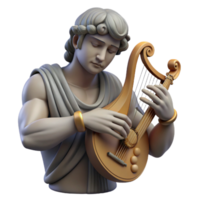 stunning traditional beautiful classic A melancholic Orpheus playing his lyre in the underworld, attempting to retrieve Eurydice, rendered in a somber, Romantic style with dark shadows and a... png