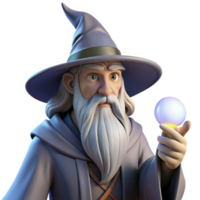 magnificent creative stunning contemporary Portrait of a wise old wizard with a long, pointed hat and a flowing white beard, holding a glowing orb. Mystical, ethereal lighting.... png
