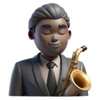 wonderful abstract magnificent contemporary Portrait of a jazz musician with a saxophone, lost in the music with eyes closed. Moody, low key lighting.... png