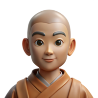 extraordinary creative wonderful artistic Portrait of a serene monk with a shaved head, wearing simple robes and a peaceful expression. Soft, natural lighting.... png