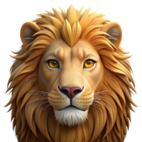impressive contemporary stunning creative Portrait of a majestic lion with a golden mane, a regal expression, and piercing amber eyes. Dramatic Rembrandt lighting.... png