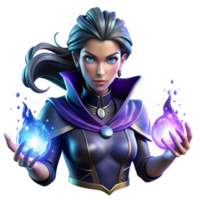 serene artistic extraordinary modern Portrait of a powerful sorceress with glowing hands, surrounded by swirling particles of magic. Ethereal, vibrant lighting.... png