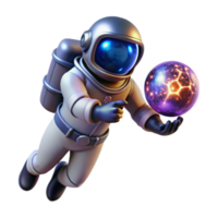 impressive classic extraordinary minimalist A lone astronaut, clad in a bioluminescent spacesuit, floats in the inky blackness of space, clutching a pulsating orb of energy, cosmic dust swirling... png