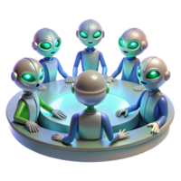 magnificent minimalist vibrant classic A group of alien diplomats, with iridescent scales and multifaceted eyes, gathered around a holographic table, bathed in the cool, sterile light of a... png