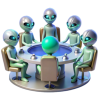serene rustic impressive abstract A group of alien diplomats, with iridescent scales and multifaceted eyes, gathered around a holographic table, bathed in the cool, sterile light of a spaceship's... png