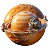 elegant creative vibrant minimalist A sprawling space station, orbiting a gas giant, with intricate docking bays and rotating sections, bathed in the warm orange glow of the planet's atmosphere... png