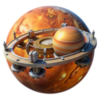 magnificent modern vibrant modern A sprawling space station, orbiting a gas giant, with intricate docking bays and rotating sections, bathed in the warm orange glow of the planet's atmosphere high... png