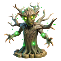 wonderful rustic wonderful creative An ancient tree spirit emerging from a gnarled willow, its bark covered in glowing runes, eyes of pure emerald light, surrounded by fireflies, ethereal and... png