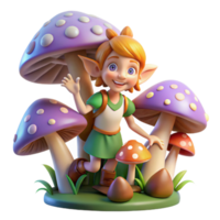 stunning minimalist magnificent vintage A mischievous pixie hiding amongst giant, glowing mushrooms in a enchanted forest, playful pose, intricate details, whimsical and vibrant.... png