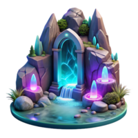 dramatic creative elegant traditional A hidden portal shimmering with arcane energy, surrounded by floating islands and waterfalls, vibrant neon colors, surreal and otherworldly.... png