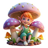 impressive artistic magnificent creative A mischievous pixie hiding amongst giant, glowing mushrooms in a enchanted forest, playful pose, intricate details, whimsical and vibrant.... png