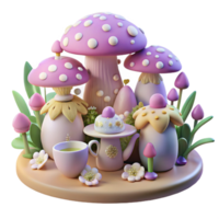 extraordinary contemporary magnificent rustic A whimsical tea party hosted by a group of forest sprites, surrounded by glowing flowers and mushrooms, soft, pastel colors, dreamlike and charming.... png