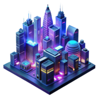 beautiful modern dramatic minimalist A towering cyberpunk cityscape at night, rain slicked streets reflecting neon signs in vibrant hues, flying vehicles zipping between skyscrapers, rendered in a... png