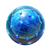 wonderful artistic vibrant abstract A holographic projection of the Earth, rotating slowly, displaying intricate networks of data flow and communication lines, illuminated by a cool, ethereal blue... png