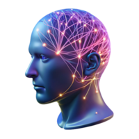 extraordinary traditional serene classic A transparent human head, filled with intricate networks of neural connections firing with electrical impulses, illuminated by a pulsating pink and blue... png