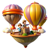 beautiful abstract beautiful rustic A group of steampunk explorers in hot air balloons, exploring a floating island, vibrant colors and fantastical landscape, bright, adventurous lighting high... png