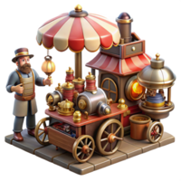 wonderful vintage dramatic abstract A bustling steampunk marketplace, vendors selling bizarre contraptions and automatons, filled with steam and the flicker of gaslight, vibrant and dynamic... png