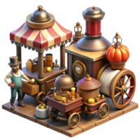 magnificent artistic wonderful abstract A bustling steampunk marketplace, vendors selling bizarre contraptions and automatons, filled with steam and the flicker of gaslight, vibrant and dynamic... png