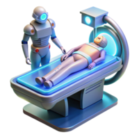 dramatic minimalist extraordinary minimalist A futuristic medical bay, filled with advanced technology, a figure lying on a glowing operating table, medical illustration style authentic high... png
