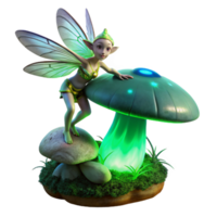 serene vintage serene minimalist A mischievous pixie with iridescent dragonfly wings, perched on a giant, bioluminescent mushroom, casting an eerie green glow on the surrounding moss covered... png
