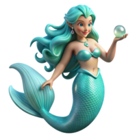 vibrant minimalist elegant classic A beautiful mermaid with flowing, turquoise hair and a tail shimmering with opalescent scales, holding a pearl the size of her fist.... png