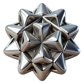 magnifique abstrait impressionnant classique une complexe, tridimensionnel fractale structure, rendu dans brillant chrome, avec pointu, contrastant ombres jeter par une seul, directionnel lumière source... png