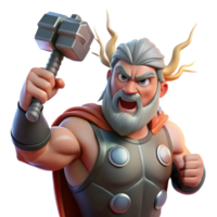 dramatic abstract stunning artistic Thor, the Norse god of thunder, wielding Mjolnir, his hammer crackling with lightning, muscles rippling, a furious expression on his face.... png