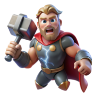 dramatic artistic beautiful creative Thor, the Norse god of thunder, wielding Mjolnir, his hammer crackling with lightning, muscles rippling, a furious expression on his face.... png