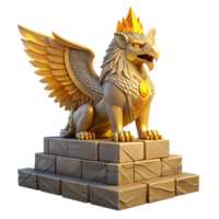 wonderful abstract elegant artistic A majestic griffin perched atop a crumbling ziggurat, bathed in the golden light of a setting sun, feathers shimmering with iridescent hues, intricate... png
