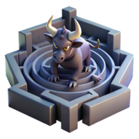 magnificent minimalist magnificent modern The Minotaur trapped within the labyrinth, intricate shadows cast by the torchlight, dark and claustrophobic atmosphere, surrealist style high resolution... png
