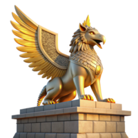 magnificent abstract dramatic abstract A majestic griffin perched atop a crumbling ziggurat, bathed in the golden light of a setting sun, feathers shimmering with iridescent hues, intricate... png