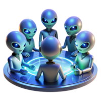 extraordinary creative extraordinary vintage A group of alien diplomats with iridescent scales and multiple eyes, gathered around a holographic table displaying a galactic map.... png