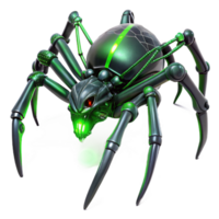 dramatic modern extraordinary minimalist A giant, biomechanical spider weaving a web of shimmering, metallic threads in the ruins of a futuristic city.... png