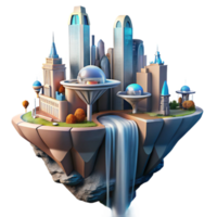 wonderful creative magnificent classic A futuristic city built into the side of a cliff face, with waterfalls cascading down its sides.... png