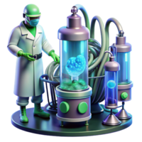 extraordinary vintage extraordinary classic A futuristic laboratory filled with glowing tubes, wires, and strange machinery. A scientist in a hazmat suit observes a pulsating, organic specimen.... png