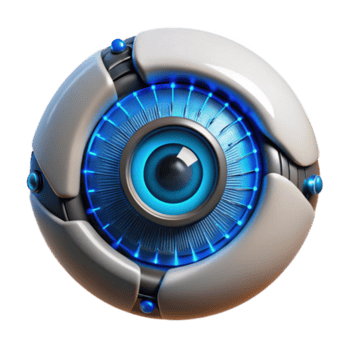 magnífico vintage sereno moderno uma fechar-se do uma cibernético olho, Está íris brilhando com uma brilhante, elétrico azul claro. intrincado circuitos e fios estão visível por aí a olho tomada.... png