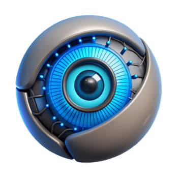 lindo rústico impressionante moderno uma fechar acima do uma cibernético olho, Está íris brilhando com uma brilhante, elétrico azul claro. intrincado circuitos e fios estão visível por aí a olho tomada.... png