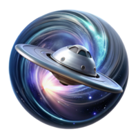 vibrant abstract wonderful abstract A sleek, silver spaceship emerging from a wormhole, swirling cosmic dust illuminated by the ship's powerful engines, science fiction style, cinematic lighting... png
