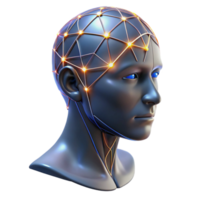 wonderful contemporary impressive vintage A transparent human head with visible neural pathways illuminated by pulsing light, biometric data visualized, scientific illustration style detailed high... png