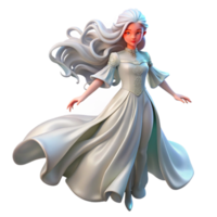 vibrante moderno uma fêmea andróide com fluindo branco cabelo, vestido dentro uma fluindo, translúcido vestido, etéreo iluminação, arte nouveau estilo Alto resolução png