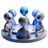 beautiful classic A group of alien diplomats gathered around a holographic table, discussing galactic politics, cool lighting, photorealistic style 4K png