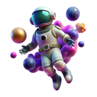impressive contemporary An astronaut floating in space, surrounded by a field of colorful nebulae, ethereal lighting, cosmic horror style high quality png