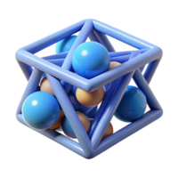 dramatic contemporary Chromatic aberration effect applied to a geometric composition of intersecting planes and spheres, lit by a soft, diffused blue light, in a minimalist style premium png