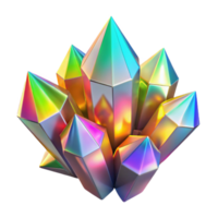 elegant creative A cluster of crystalline structures, refracting and diffracting a spectrum of rainbow colors, lit by a bright, celestial light, in a crystalline art style high quality png