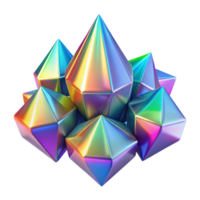 elegant artistic A cluster of crystalline structures, refracting and diffracting a spectrum of rainbow colors, lit by a bright, celestial light, in a crystalline art style authentic png
