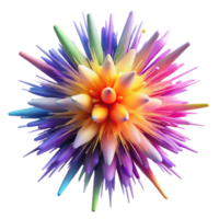 serene minimalist An explosion of colorful particles, radiating outwards from a central point, lit by a blinding white light, in a dynamic painting style 4K png