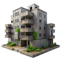 heiter minimalistisch ein Brutalist Beton Wohnung Komplex, bedeckt Himmel, hart Schatten, grobkörnig, fotorealistisch, Unkraut wachsend im Risse, Graffiti auf das Wände Original- png