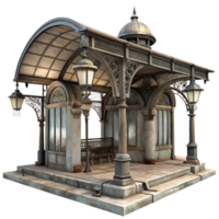 impressive vintage An abandoned Art Nouveau metro station, dim gaslight, decaying elegance, ornate ironwork, dust motes in the air, faded posters on the walls 4K png