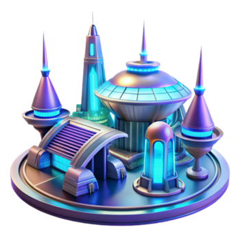 elegante astratto un' futuristico spazioporto con elegante astronavi, vivace neon luci, occupato, dinamico, alto Tech architettura autentico png